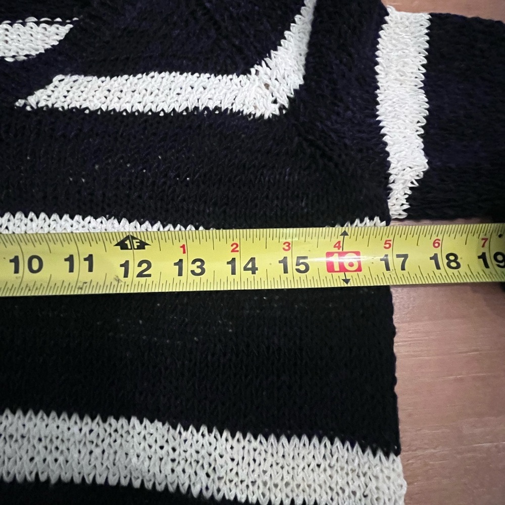 Talbots Navy White Stripe Tunic Sweater V-neck SP Preppy Coastal Grandma office - Picture 6 of 8